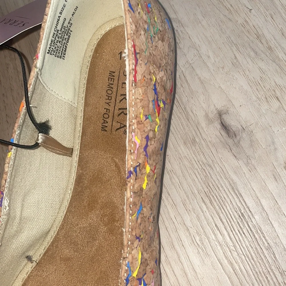 Lilly and Dan splattered painted cork shoes tan size 13